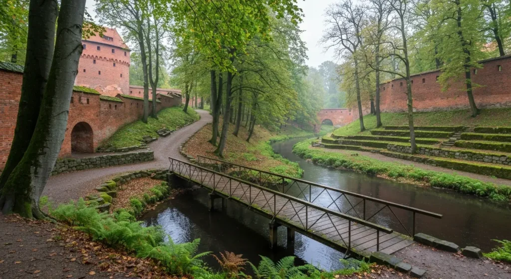 Park przy zamku i Park Podzamcze w Olsztynie - spacer nad Lyna